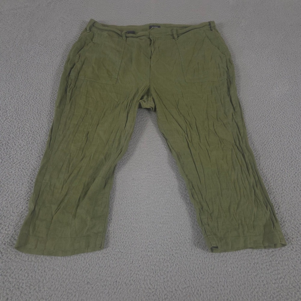 NYDJ Pants Womens 16W Green‎ Utility In Stretch Linen Straight Leg Lightweight